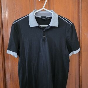 Boss Black Polo with Light Gray Collar and Sleeve Trim and Shoulder Stripes